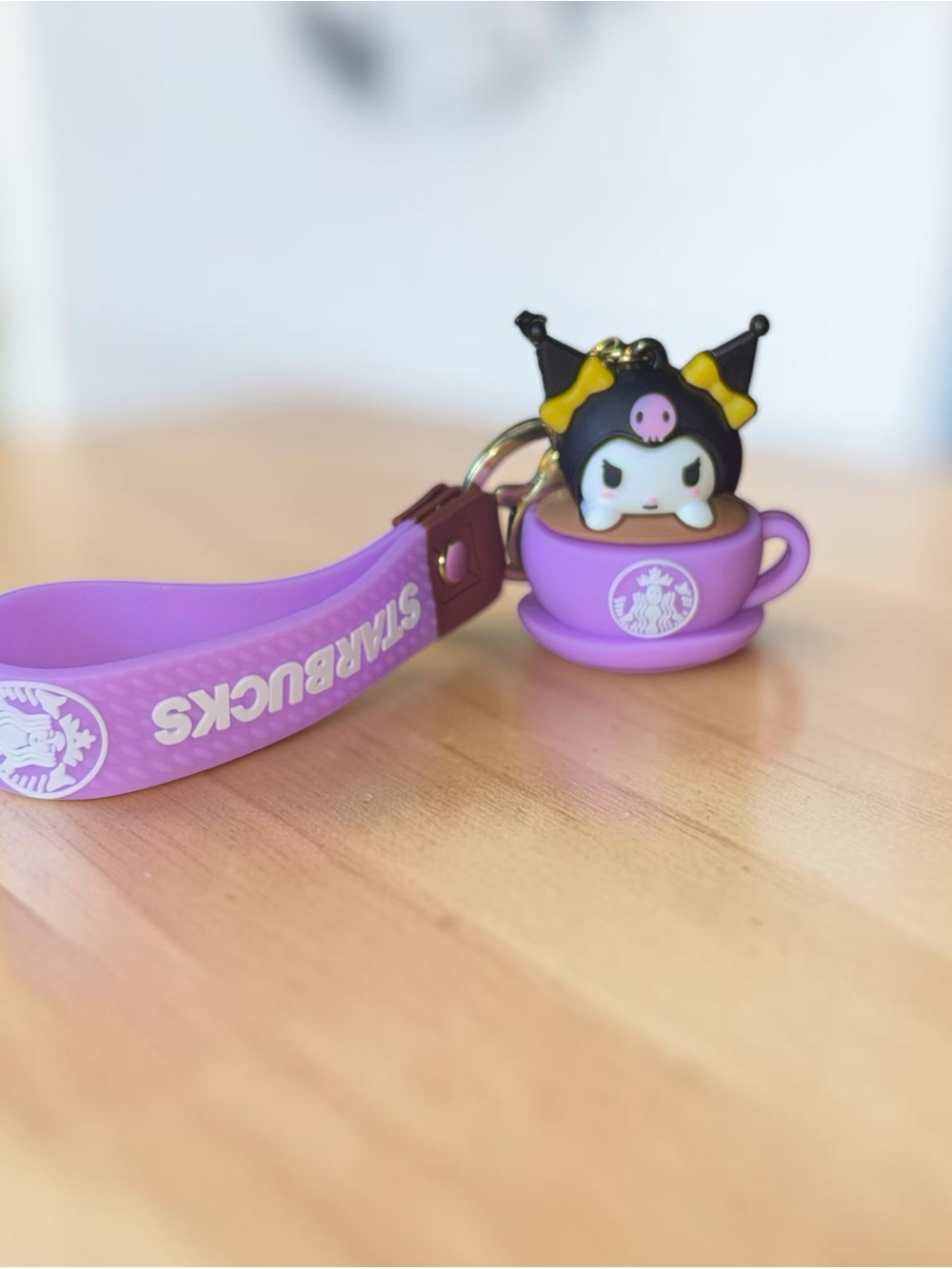 Starbucks Purple Kuromi Cup Keychain Charm with Lavender Strap